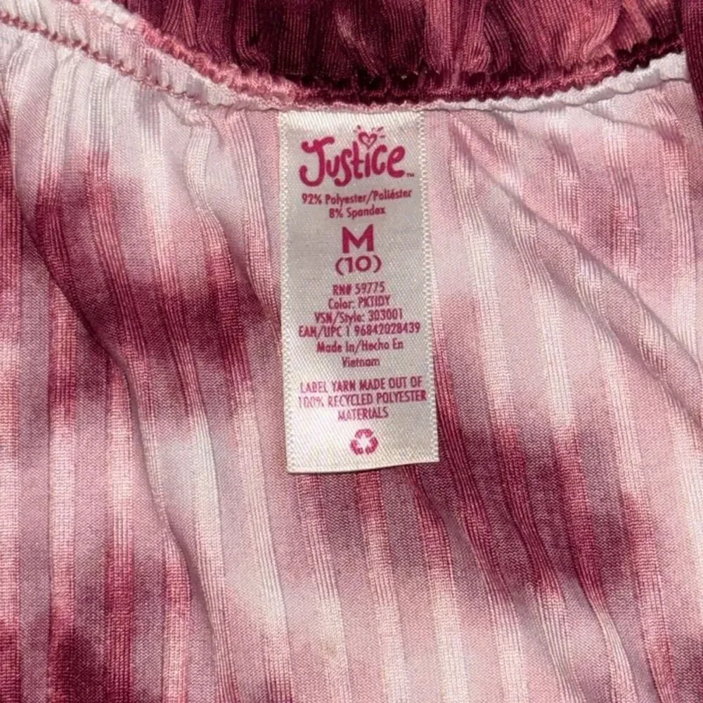 Justice Girls Tie Dye Off Shoulder Ruffle Top Size M (10) | Purple Maroon Blouse